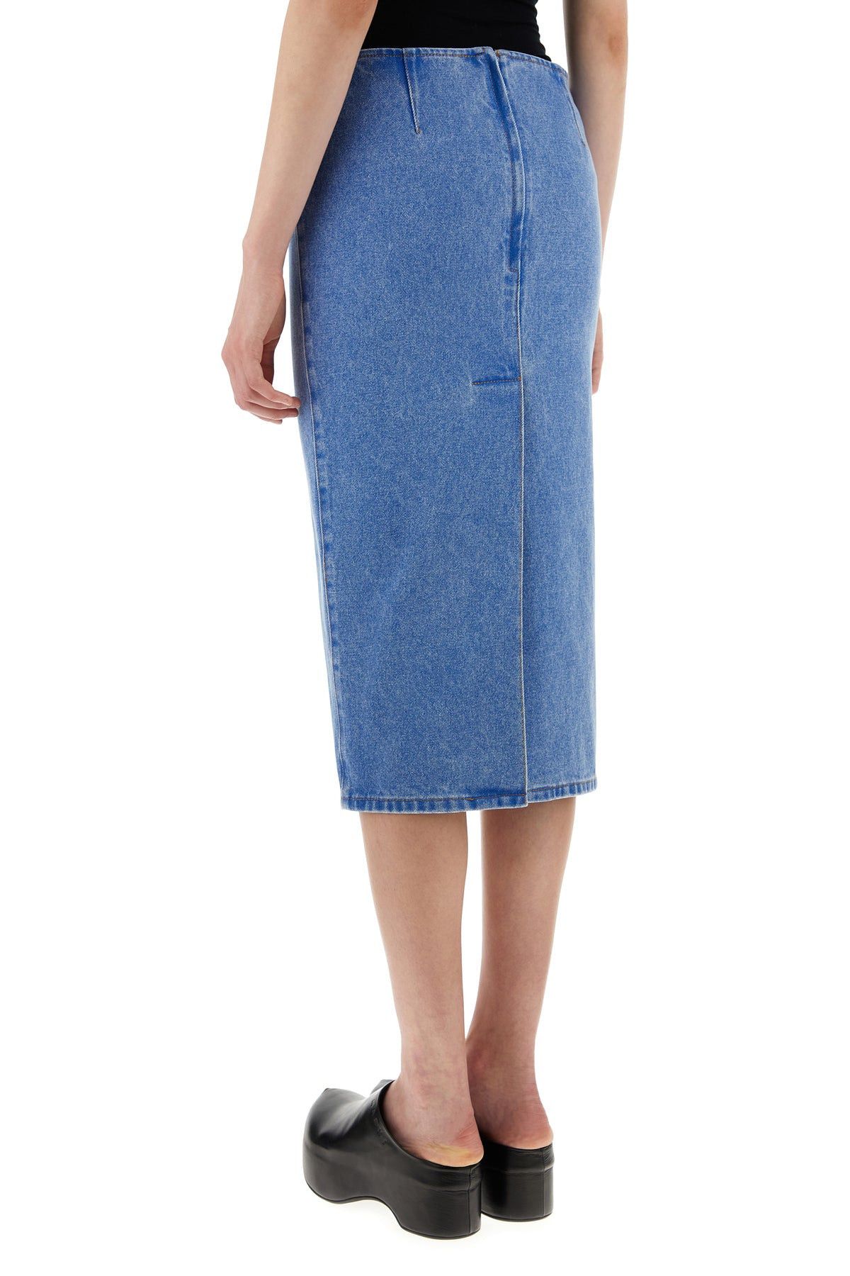Marni o1w1db11125 Denim Pencil Skirt in Light Blue Size 28" / US 6 / IT 42 - 4 Thumbnail