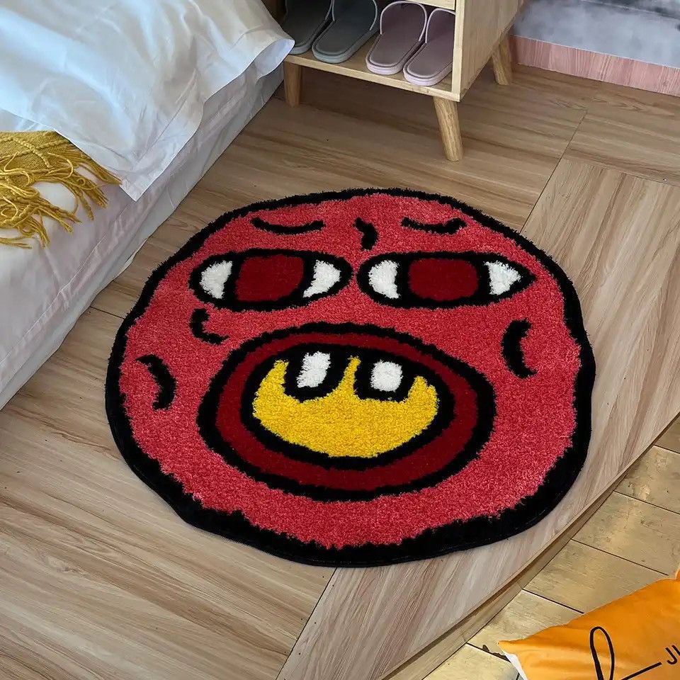 Designer × Japanese Brand Cherry Bomb Rug Pink Handmade Tufted Carpet 100x100cm Size ONE SIZE - 4 Thumbnail