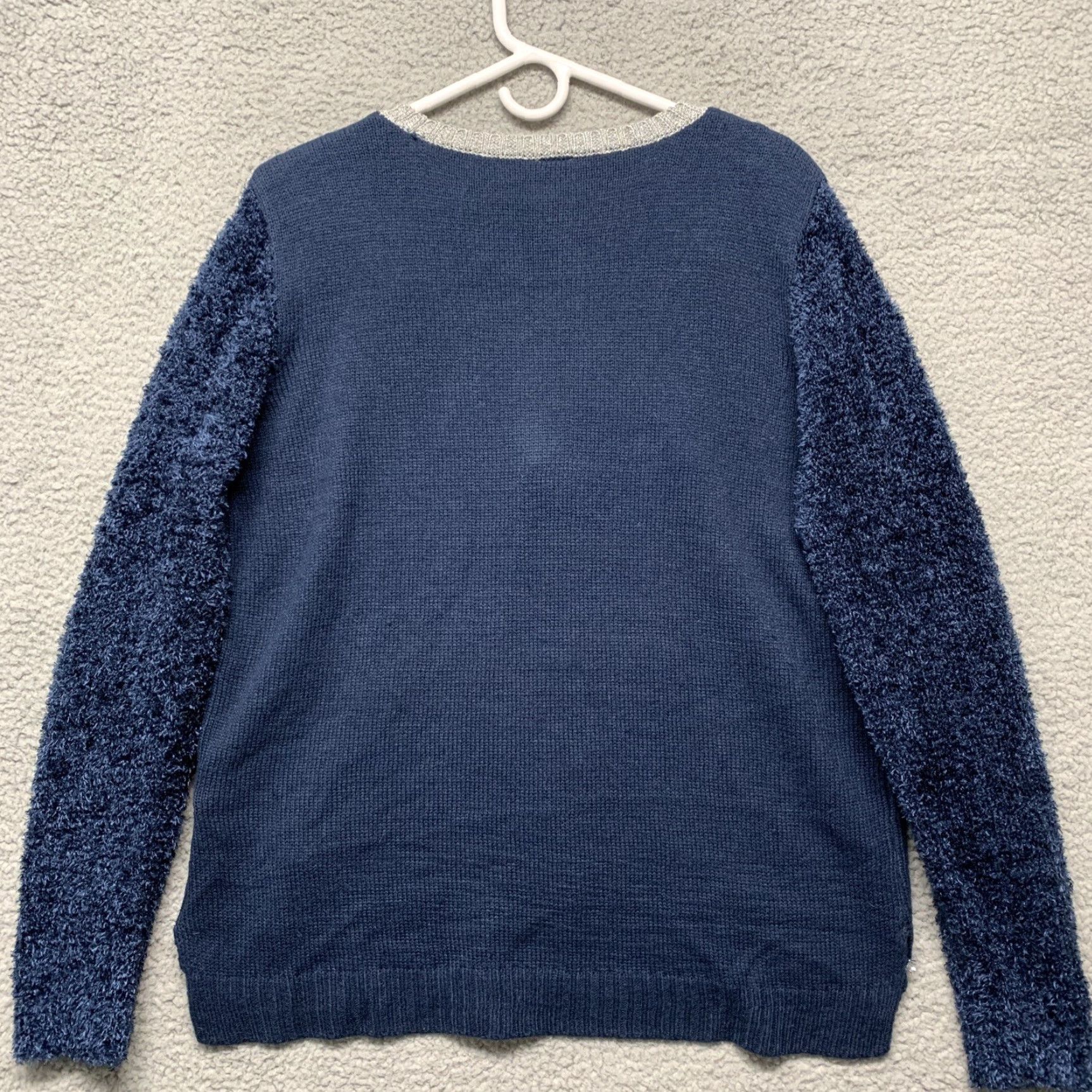 Vintage Holiday Time Women's Large Blue CHILL'N Embellished Warm Winter Sweater - Crew Neck, Long Sleeve, Knit, Pullover, 12-14, Regular, Vintage: No, Hoodie? Size L / US 10 / IT 46 - 4 Thumbnail