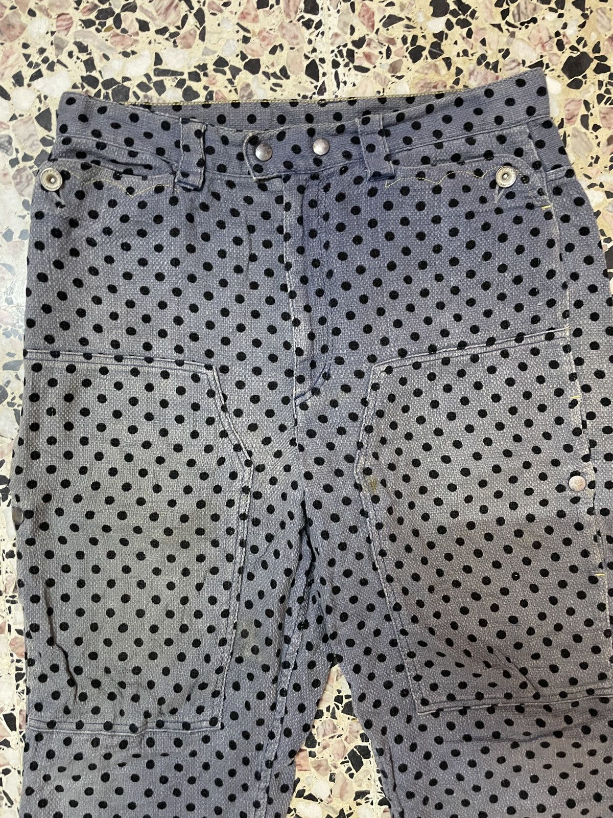 Frapbois Frapbois Japan Half Double Knee Polkadot Distressed Pants Size US 32 / EU 48 - 6 Thumbnail
