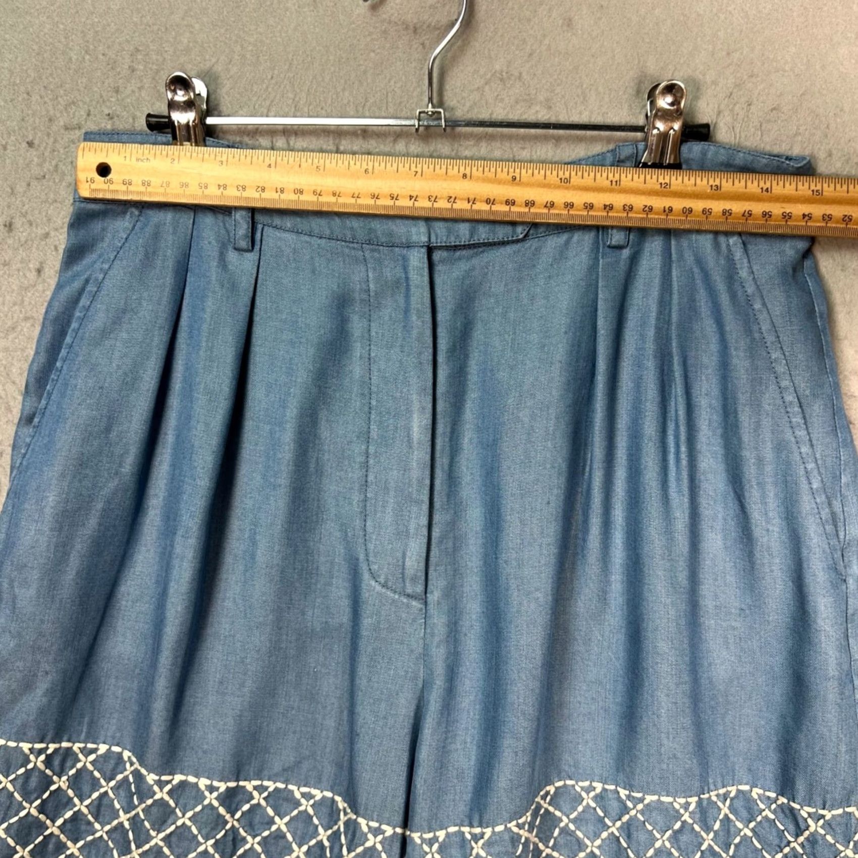 Alix Of Bohemia Alix Of Bohemia Womens Blue High-Waisted Embroidered Bermuda Shorts Size 30" / US 8 / IT 44 - 5 Thumbnail