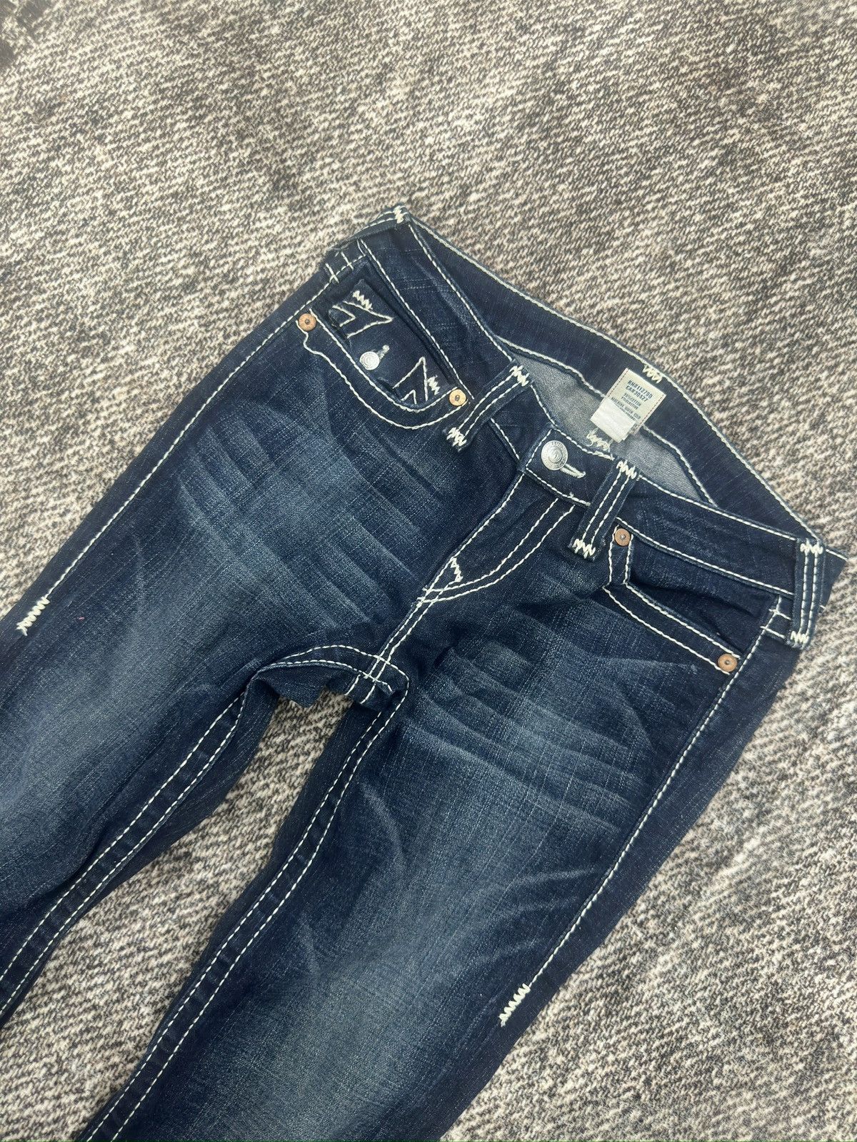 True Religion × Vintage Bootcut True Religion White Stich On Black Size US 33 - 3 Thumbnail