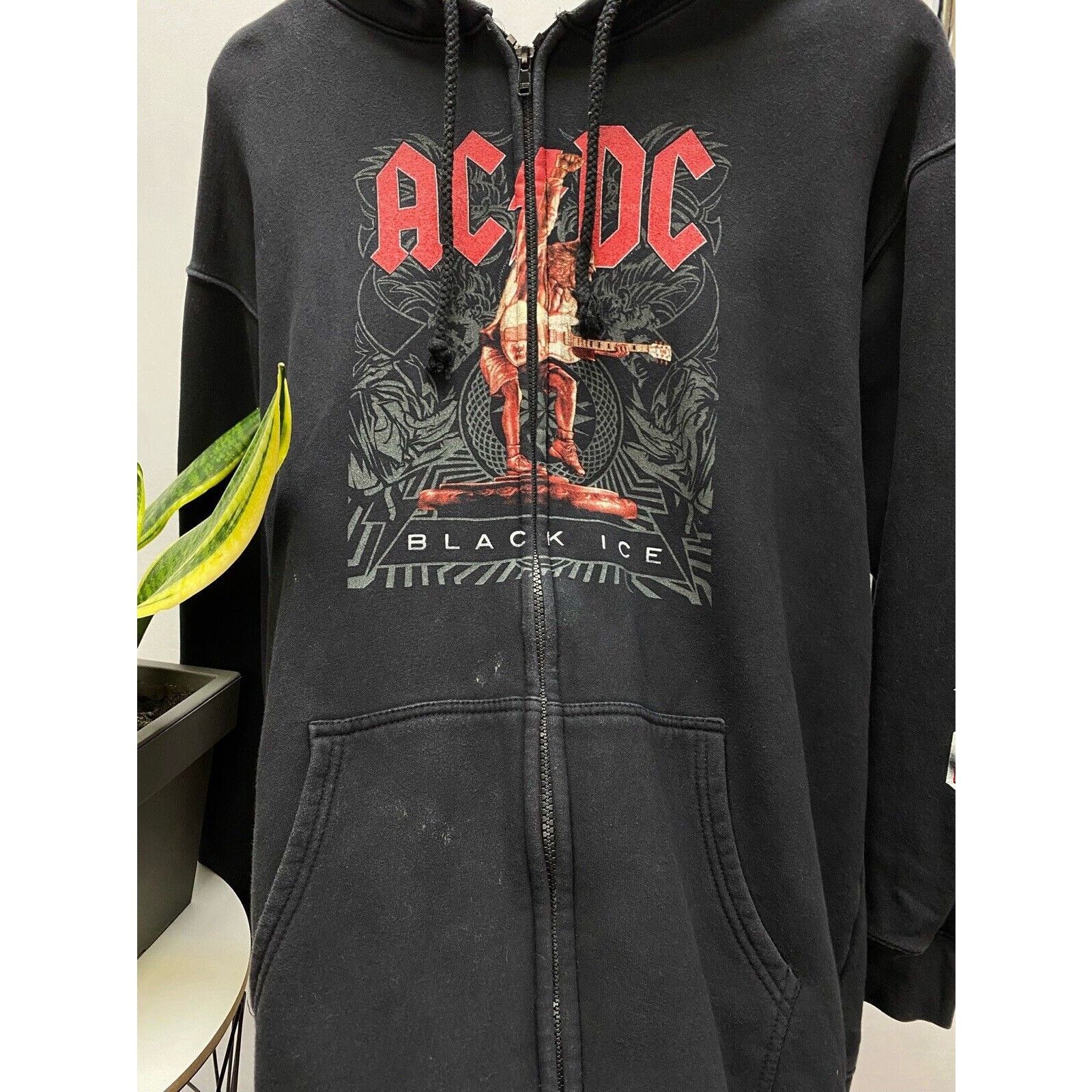 AC/DC × Vintage AC/DC Black Ice 2000s Zip Up Hoodie Promo Album Faded XL Size US XL / EU 56 / 4 - 7 Thumbnail