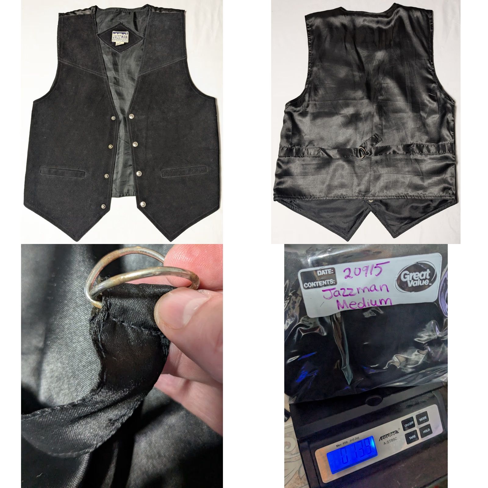 Vintage VTG Jazzman Sportswear Oklahoma State Seal Buttons Men Medium Black Leather Vest Size US M / EU 48-50 / 2 - 9 Thumbnail