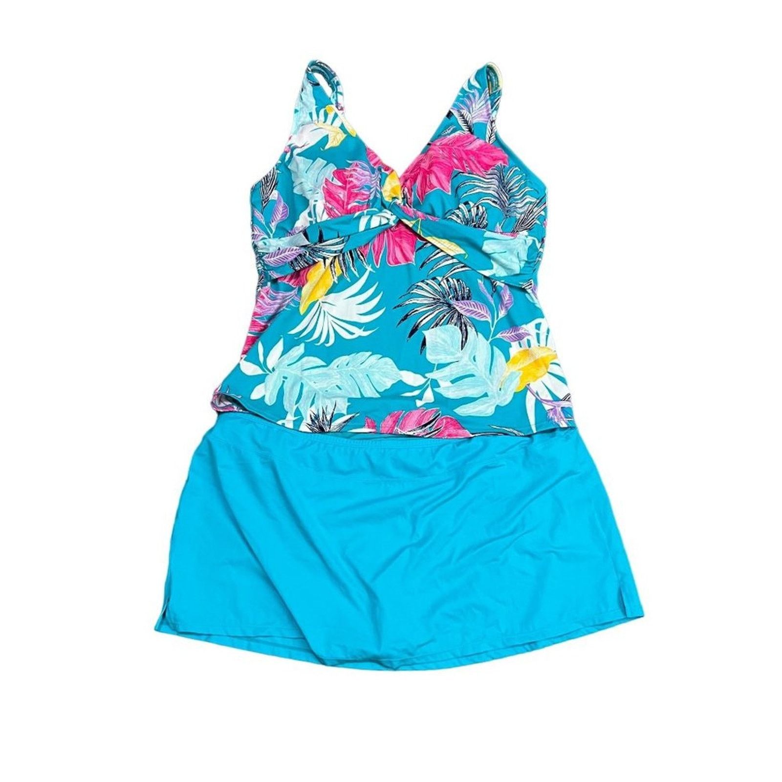 Jantzen Jantzen AO Tropical Palm Leaf Twisted Front Tankini Set 20W Size ONE SIZE - 1 Thumbnail