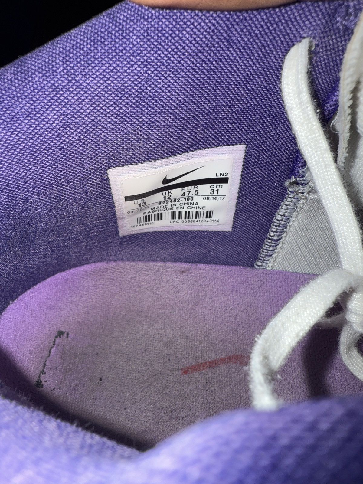 Nike Nike Kobe A.D. Mid Baseline White Court Purple Size 13 Used Size US 13 / EU 46 - 2 Thumbnail