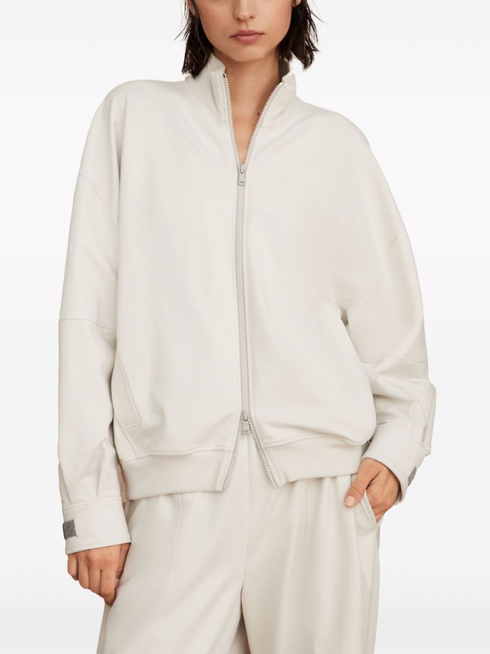 Brunello Cucinelli o1la1rc1a0425 Cardigan SweatShirt in Light Beige Size L / US 10 / IT 46 - 2 Thumbnail