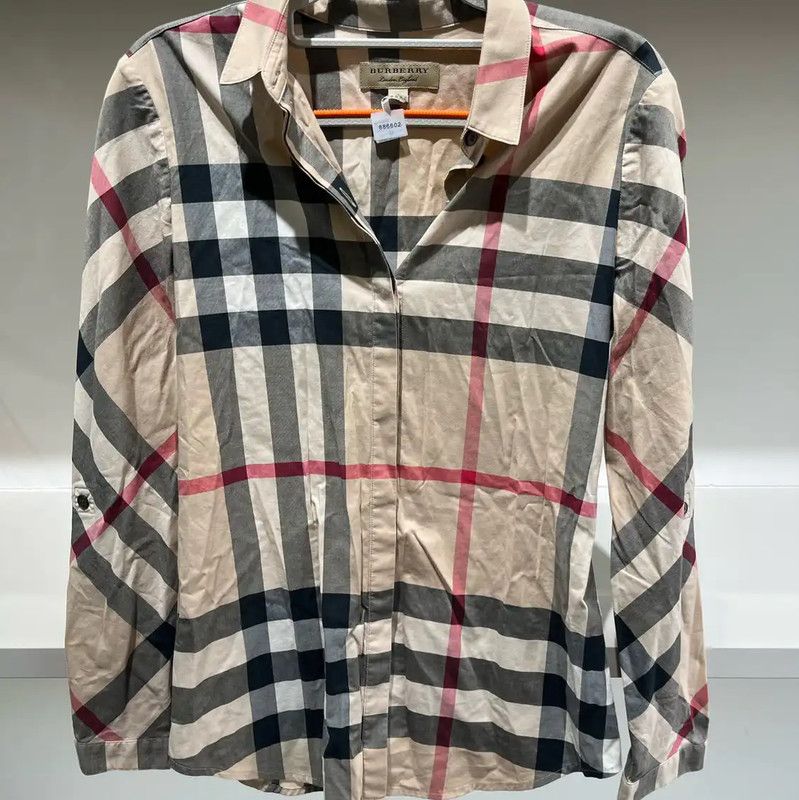 Burberry Burberry Long Sleeve Cotton Shirt in Beige Size XS / US 0-2 / IT 36-38 - 1 Thumbnail