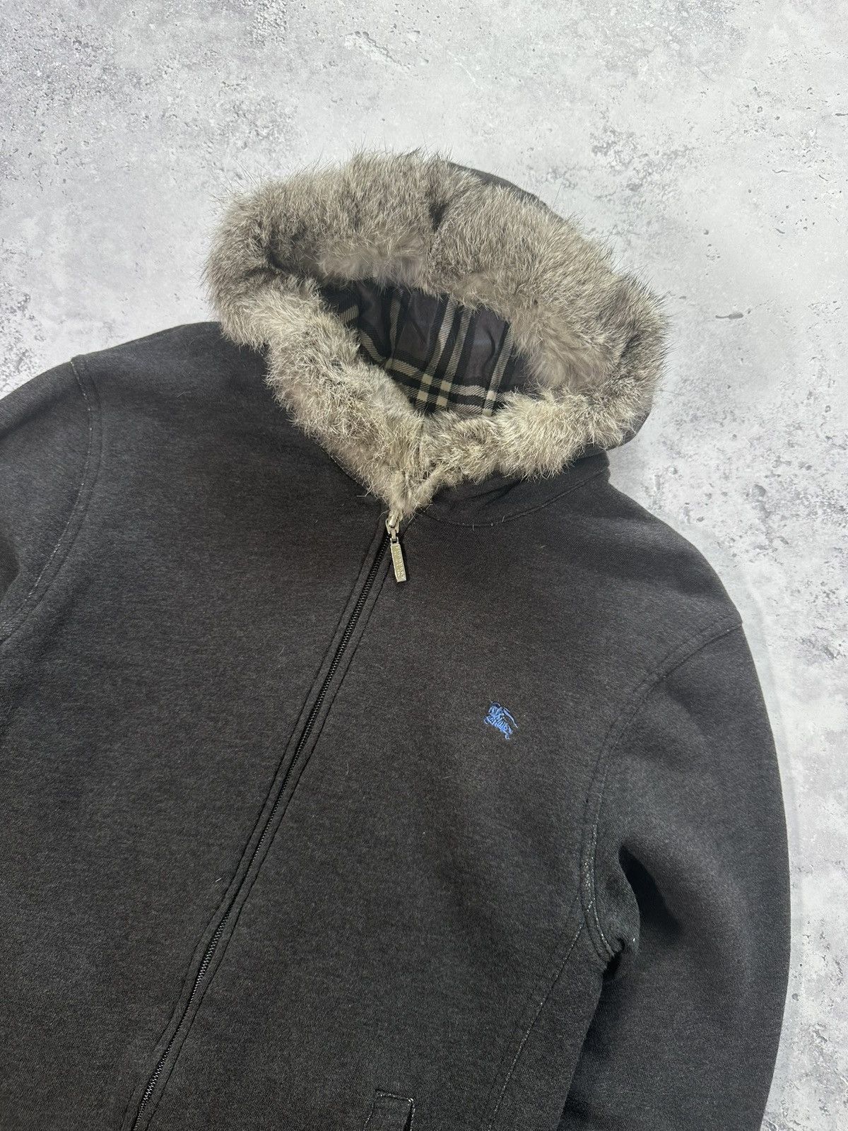 Burberry Burberry Black Label 2007 Fur Hood Zip Hoodie Size US S / EU 44-46 / 1 - 2 Thumbnail