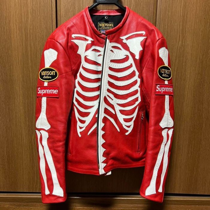 Supreme vanson leather bones jacket shop red