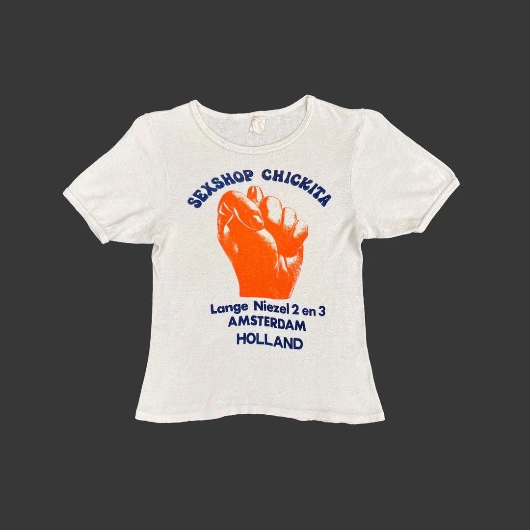 Chickita Sexshop 1980 80s Vintage Amsterdam Girl Top T-Shirt