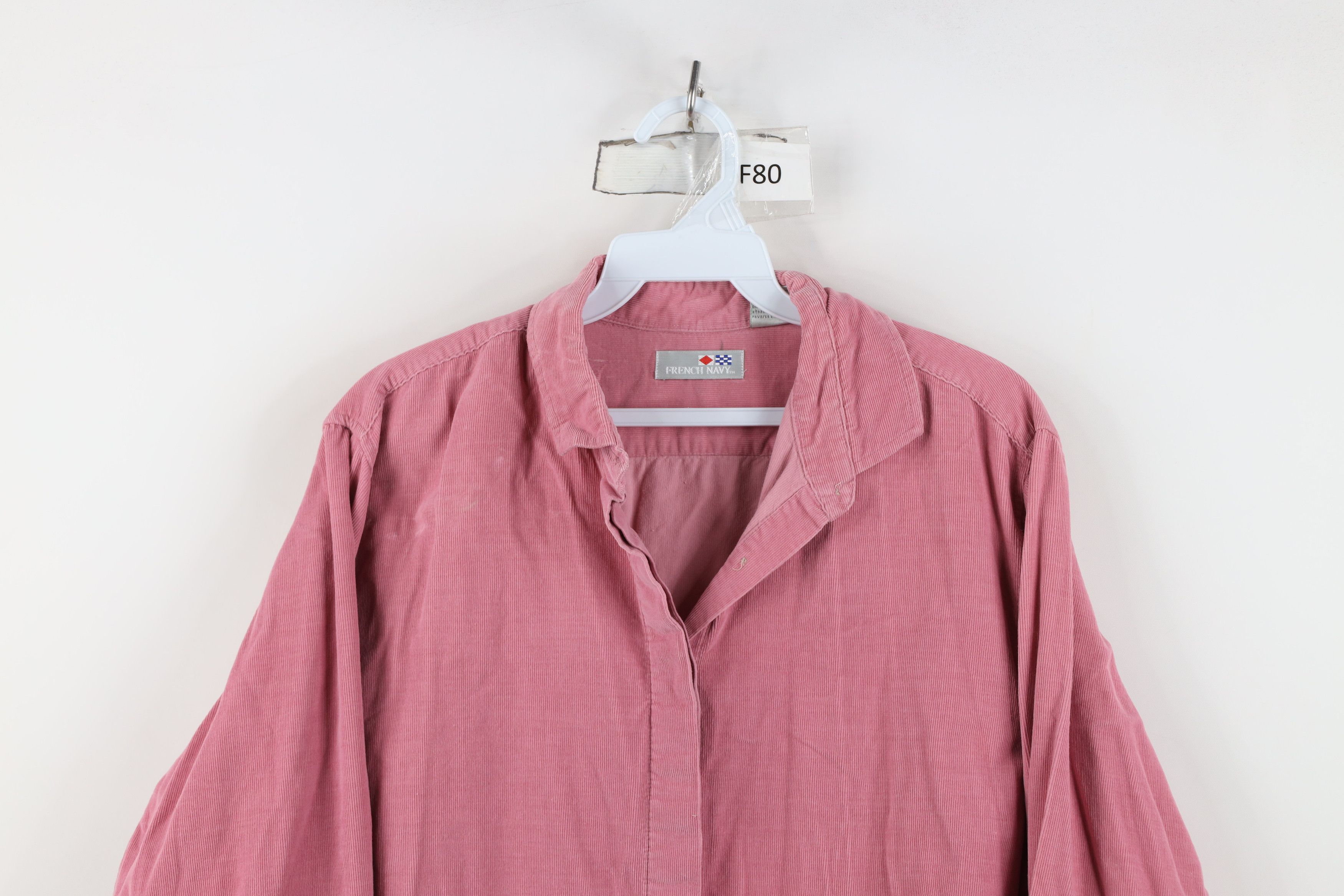 Vintage Vintage 90s Streetwear Corduroy Collared Button Shirt Pink Size XXL / US 16-18 / IT 52-54 - 2 Thumbnail