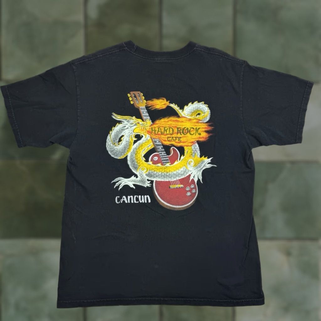 Hard Rock Cafe VINTAGE Hard Rock Cafe Cancun T Shirt Adult Large Dragon Guitar Flames 90s Y2K Mens Size US L / EU 52-54 / 3 - 1 Thumbnail