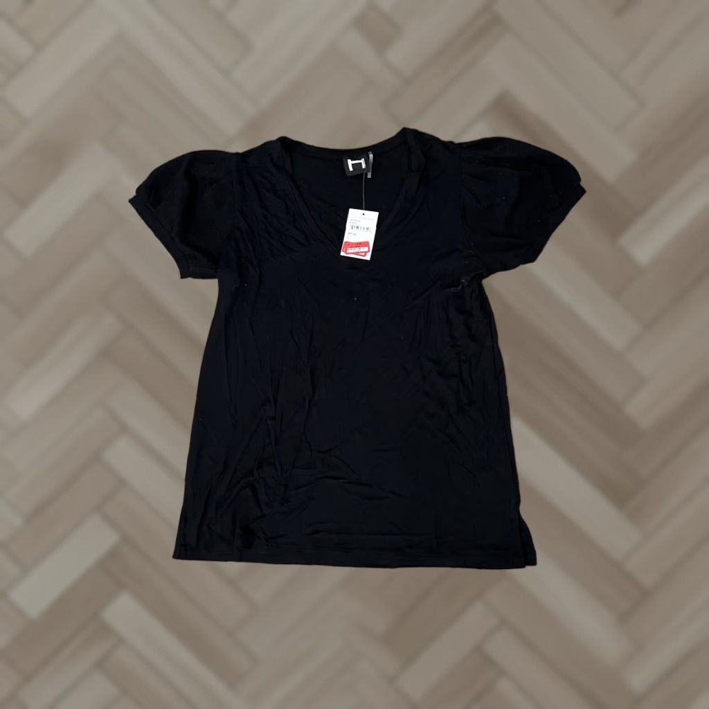 FRED H by Bordeaux Blouse Short Sleeve V-Neck Womens Black XS? No, size S. Size S / US 4 / IT 40 - 1 Thumbnail