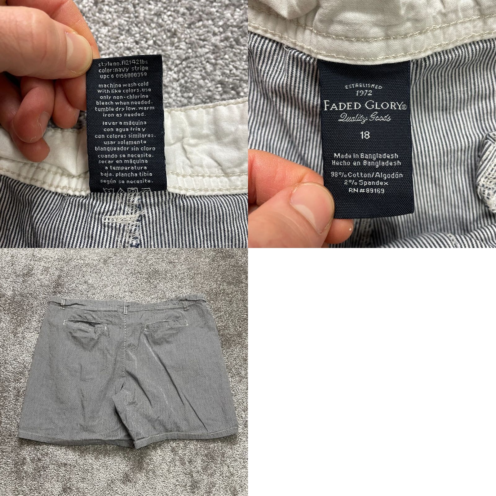 Faded Glory Faded Glory Bermuda Shorts Womens 18 Blue Striped Pockets High Rise Knit Shorts Casual Summer 18 Womens Size 40" / US 18 - 8 Thumbnail