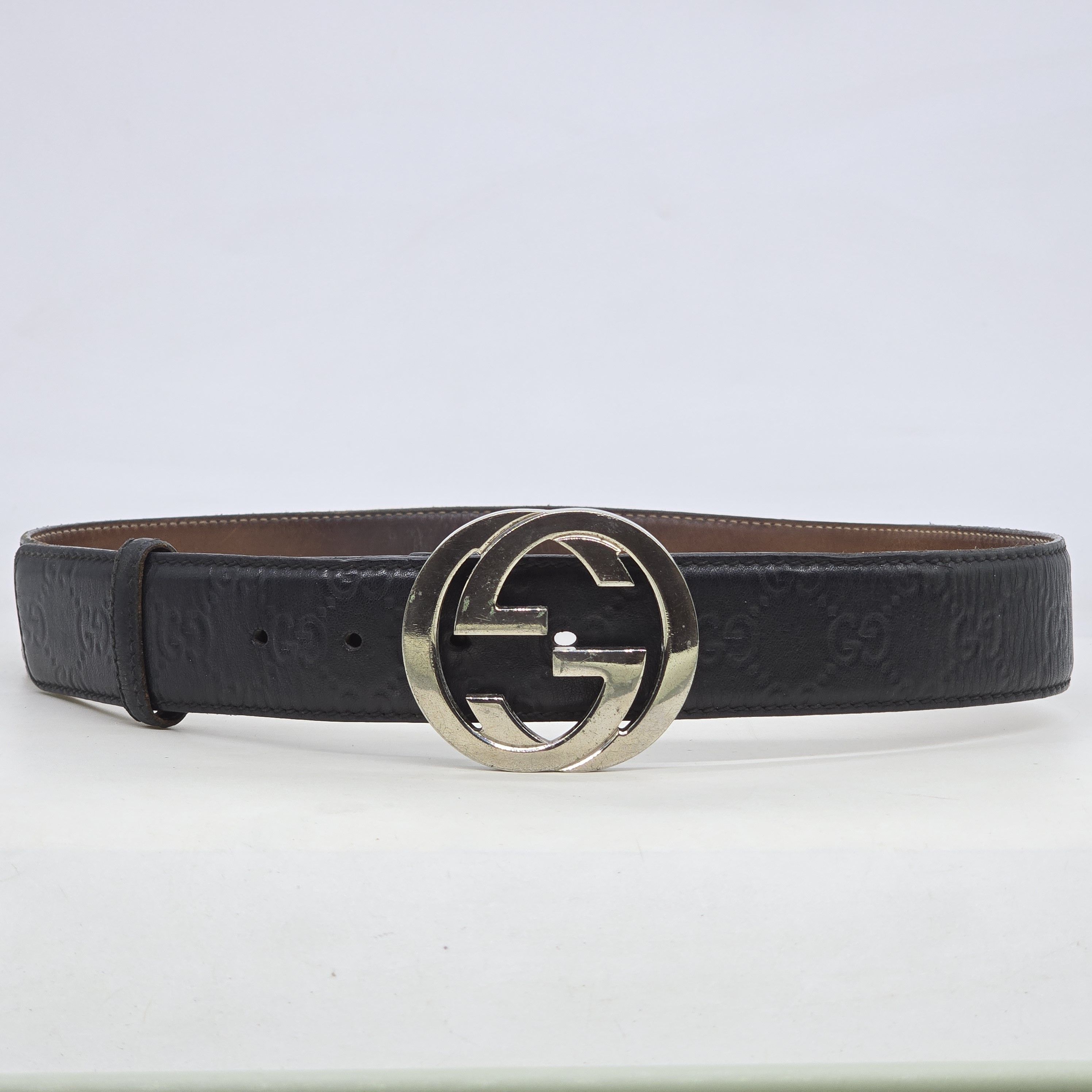 Gucci Gucci - Guccissima Interlocking GG Buckle Belt Size 30 - 1 Thumbnail