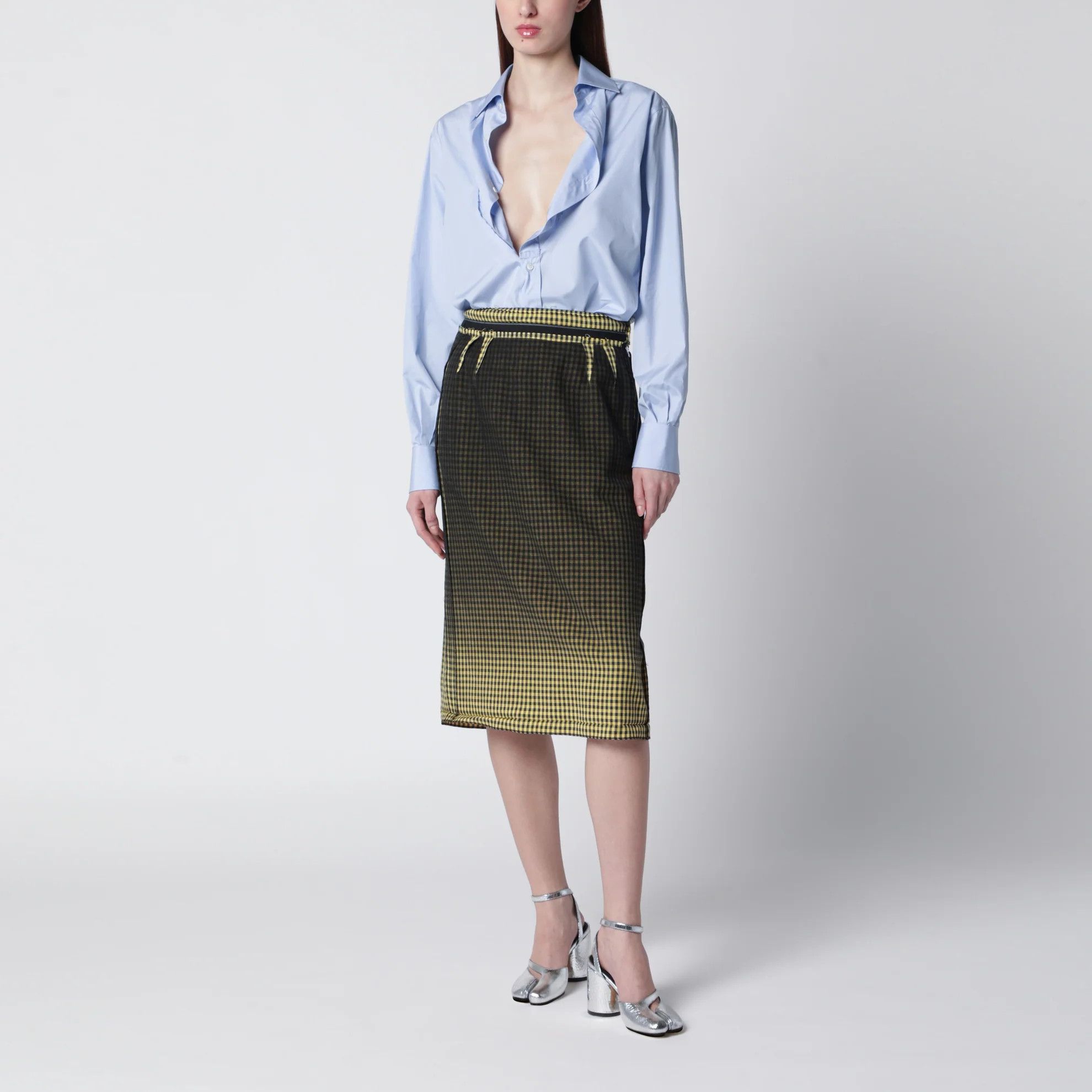 Maison Margiela o1d2blof0426 Folded Collar Blouse in Light Blue Size S / US 4 / IT 40 - 2 Thumbnail