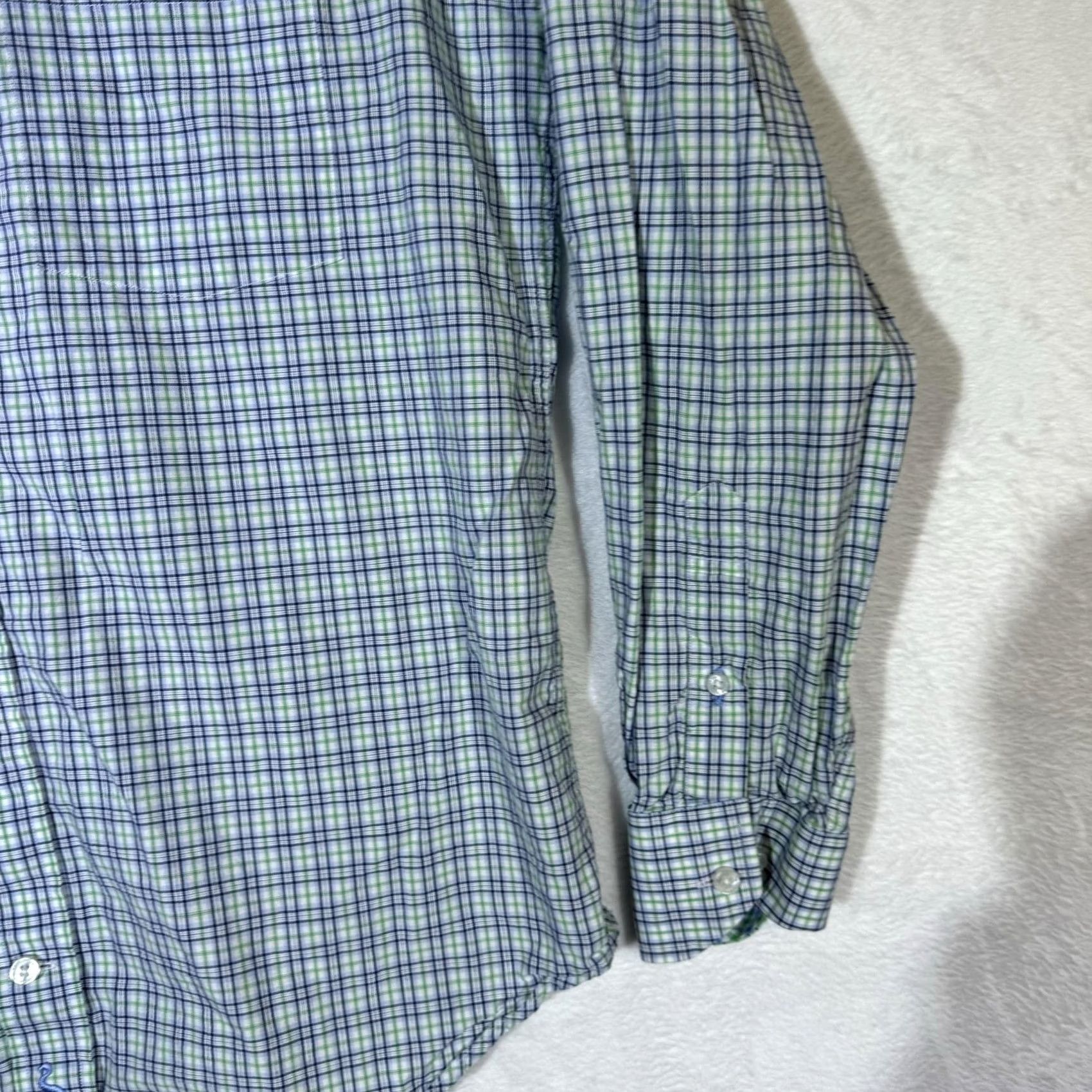 Tailorbyrd TAILORBYRD Men's Shirt Plaid Button-Down Long Sleeve Blue Green Embroidered Flamingo Pocket Cotton Regular M Size US M / EU 48-50 / 2 - 6 Thumbnail