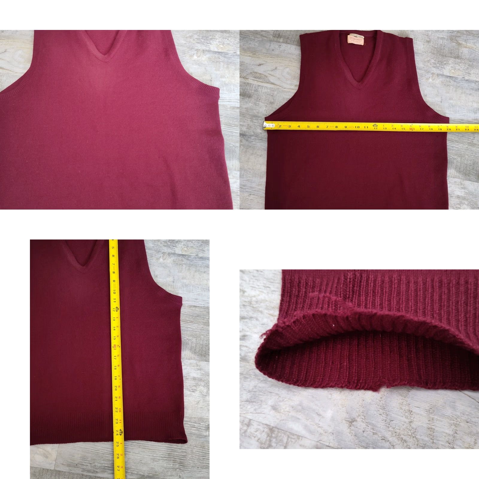 Vintage Vintage Desmond's 1960s Cashmere V-Neck Sweater Vest Mens Medium Burgundy All Seasons Size US M / EU 48-50 / 2 - 8 Thumbnail