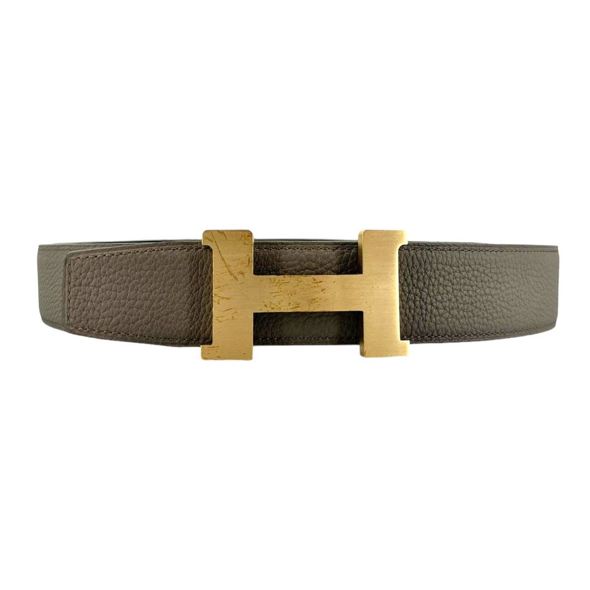image of Hermes Leather Reversible Belt Grey Black, Men's (Size 30)