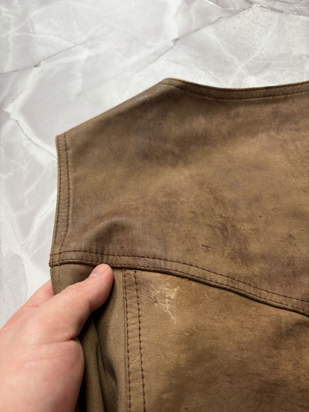 Cowboy Equipment Santa Fe Leather Vest Western Cowboy Distressed Patina L Size L / US 10 / IT 46 - 12 Thumbnail