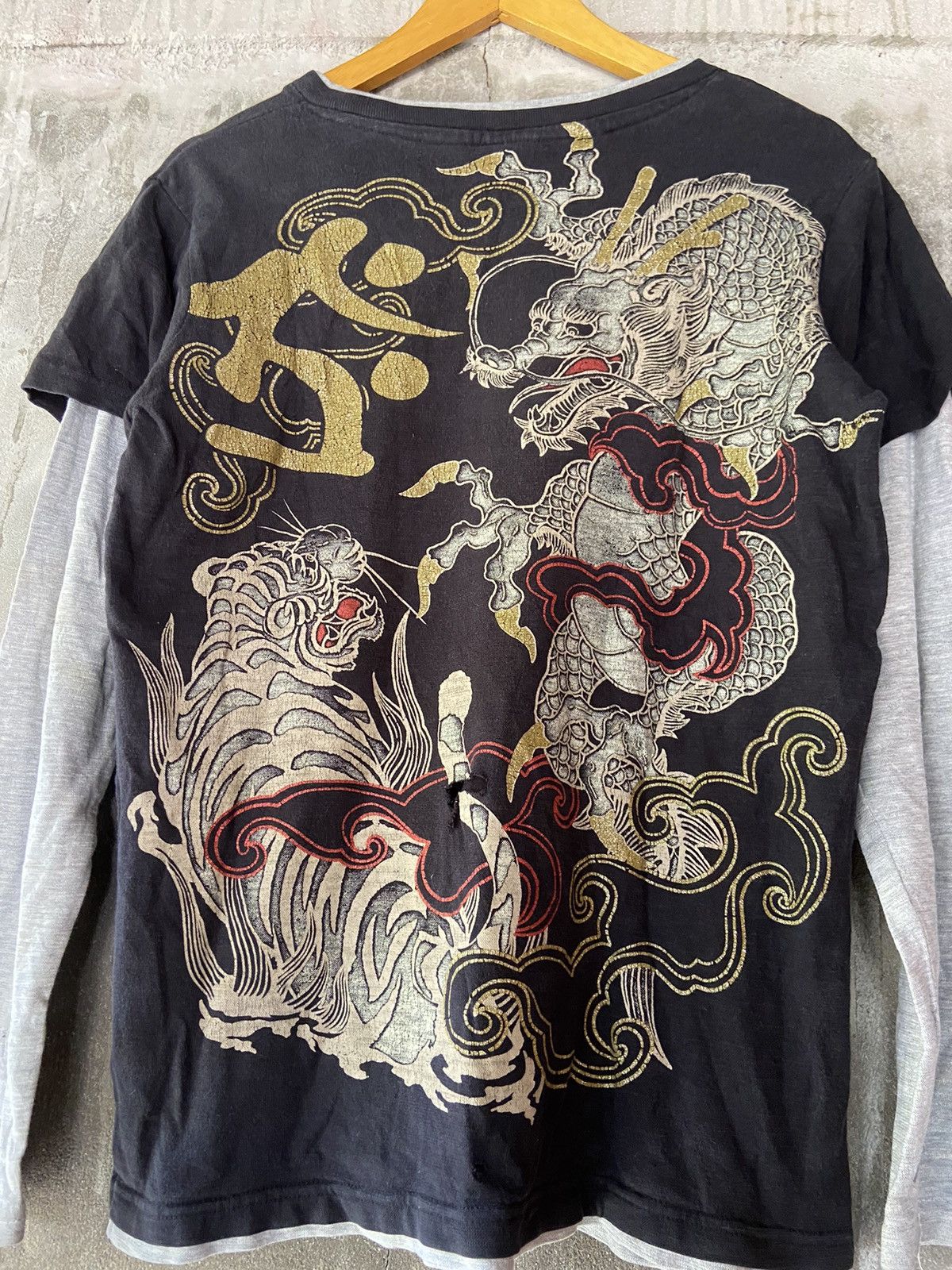 Japanese Brand SPACE OPERA DRAGON DOUBLE LAYER DISTRESSED LONG SLEEVE Size US M / EU 48-50 / 2 - 14 Thumbnail