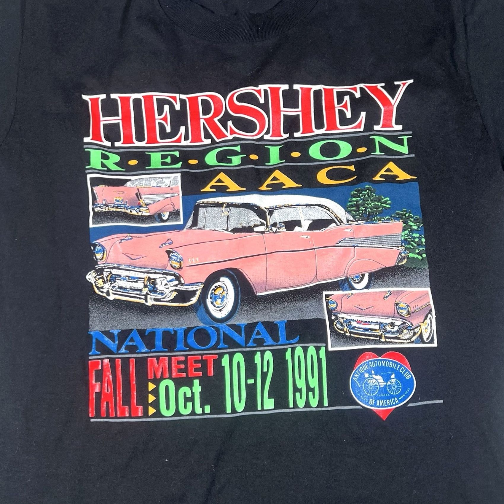 Jerzees VINTAGE 1991 Hershey National Car Show Meet Tshirt Single Stitch Made In Usa L Men Black Shirt USA 90s Cars Mens L Size US L / EU 52-54 / 3 - 2 Thumbnail