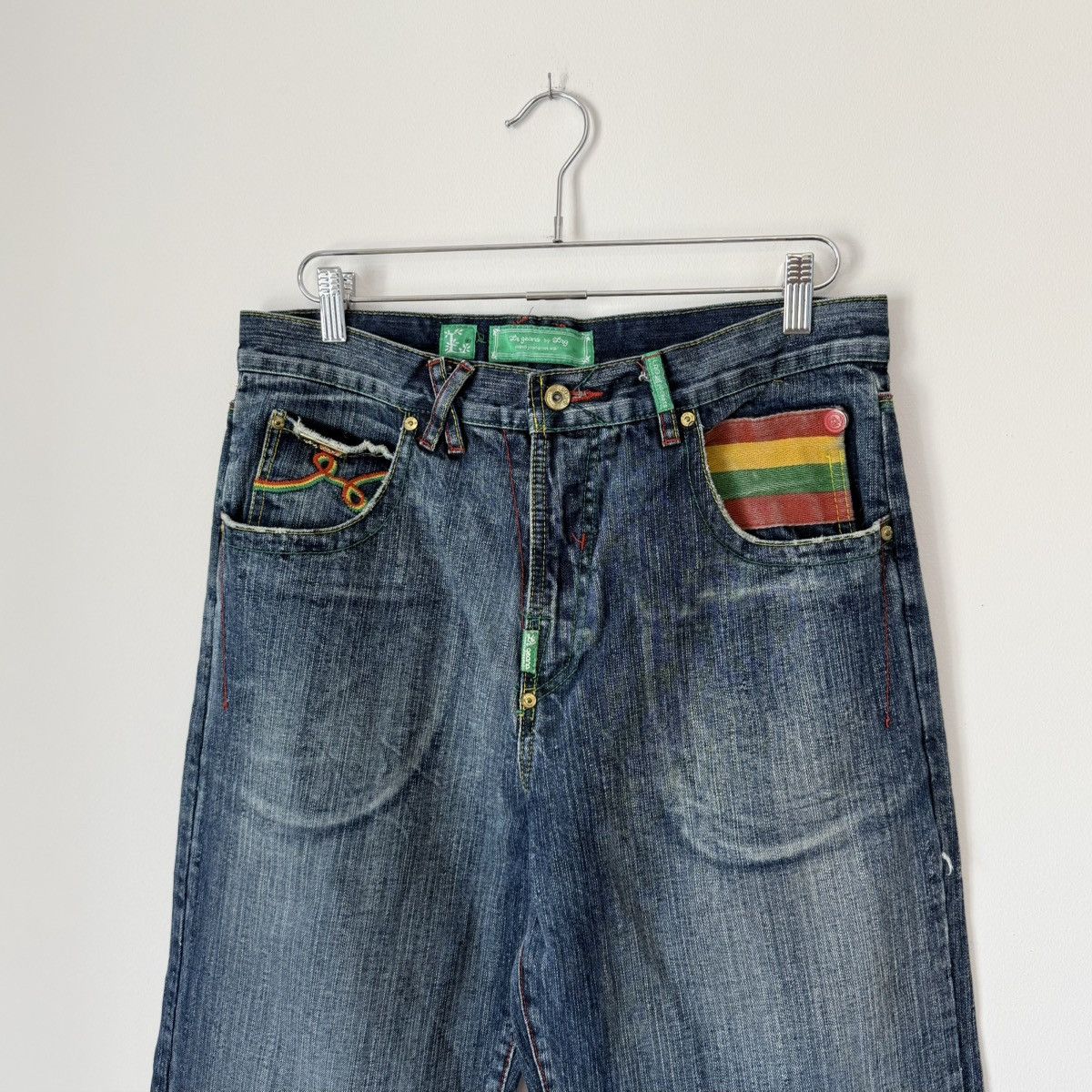 LRG Vtg 2000s LRG “Jamaican Royalty” Faded Baggy Jeans Y2K JNCO Size US 34 / EU 50 - 8 Thumbnail