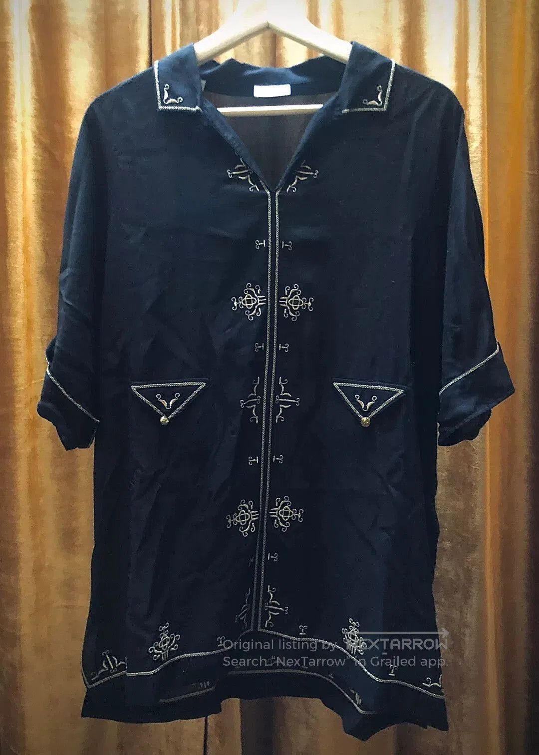 Saint Laurent Paris Saint Laurent Black Gold Embroidery Shirt. Size US XXS / EU 40 - 2 Thumbnail