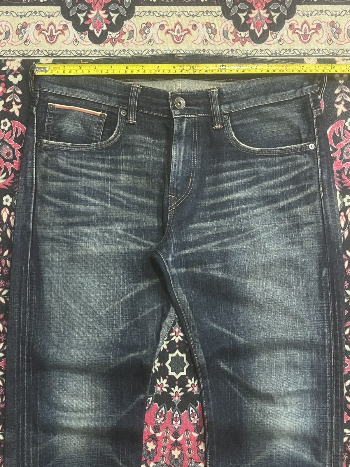 Edwin Edwin 505XX Dark Blue Whisker Buckle Back Selvedge Jeans Size US 33 - 14 Thumbnail