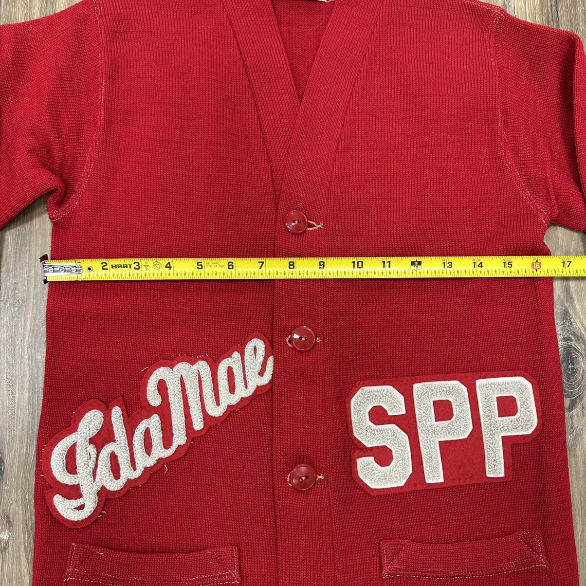 Vintage Vtg 50s Detroit Knitting Mills Wool SPP Letterman Cardigan Size M / US 6-8 / IT 42-44 - 8 Thumbnail