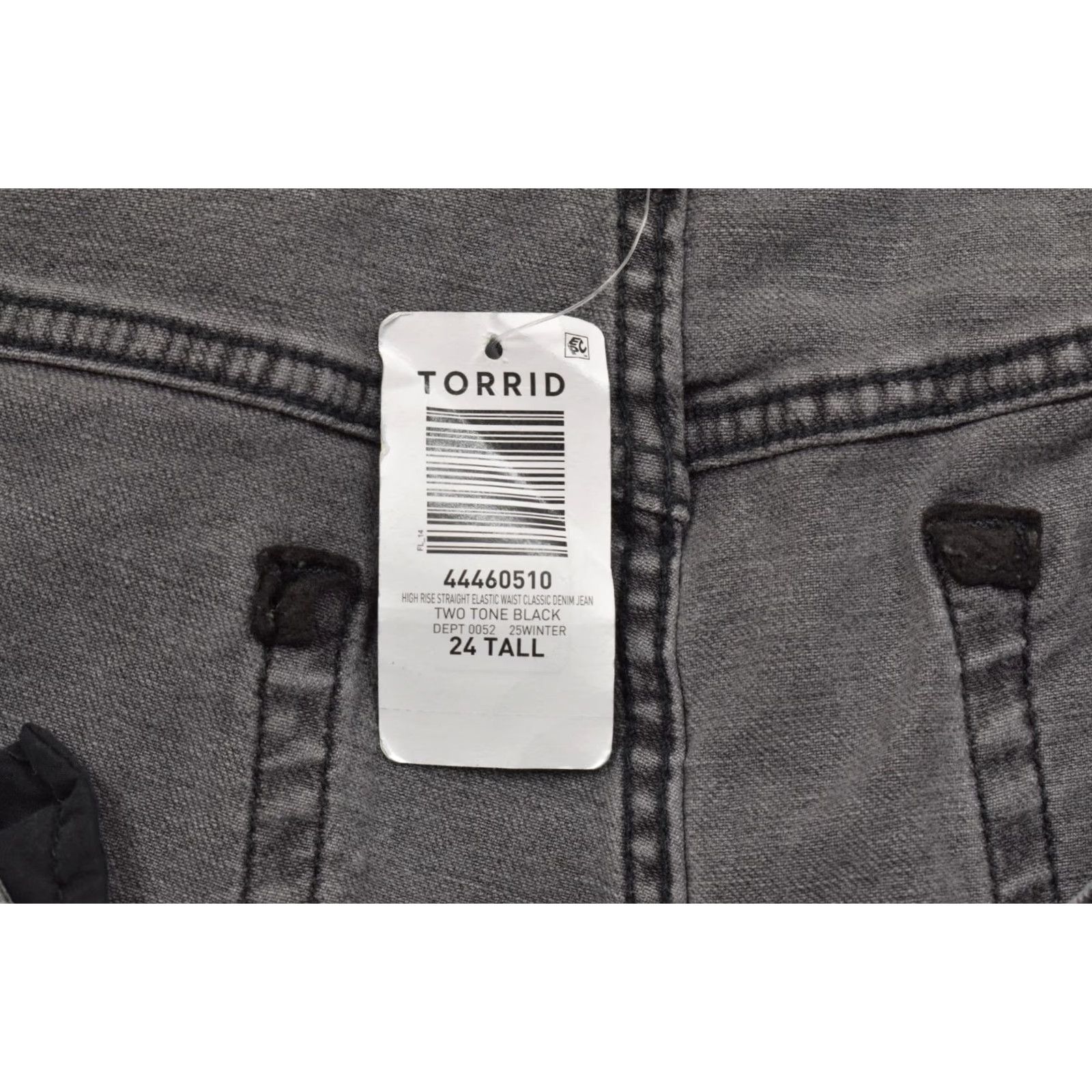 Torrid Torrid Black Denim Jeans Two Tone High Rise Straight Plus Size 24 Tall Womens Jeans Stretch 5-Pocket Zip Modern Classic Size 42" / US 20 - 3 Thumbnail