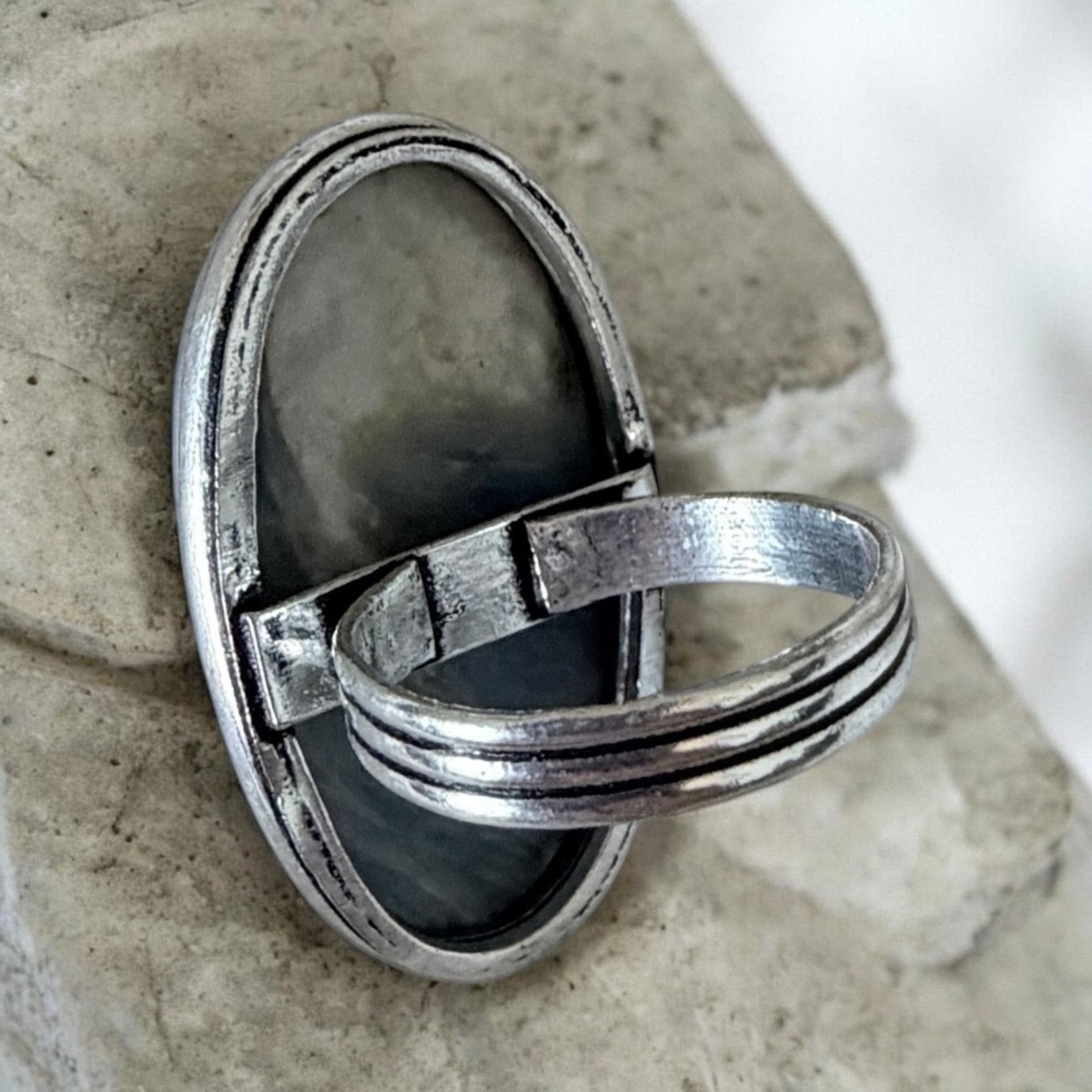 The Unbranded Brand Blue Kyanite Statement Ring Sterling Silver Overlay Size 9 Size ONE SIZE - 5 Thumbnail