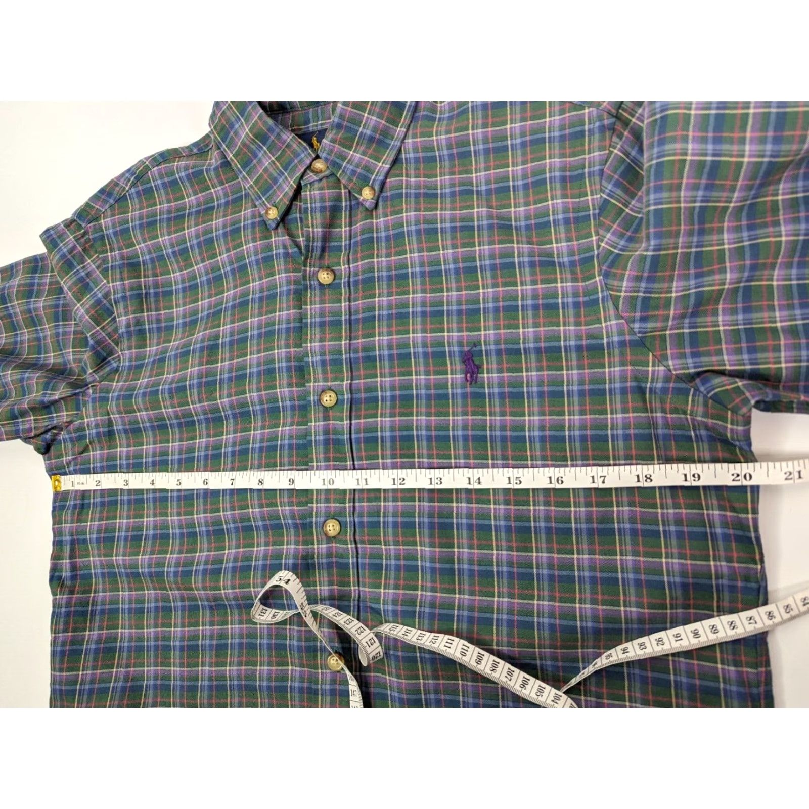 Ralph Lauren Ralph Lauren Button-Down Shirt Plaid Long Sleeve Navy Blue / Green Men's Small Shirt Size US S / EU 44-46 / 1 - 6 Thumbnail