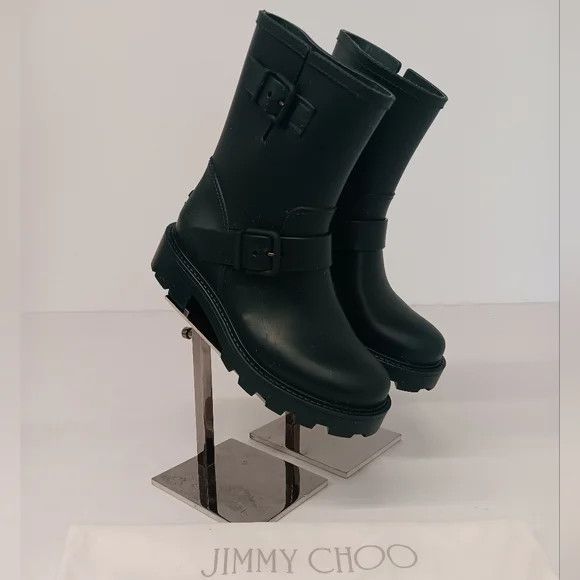 Jimmy Choo Jimmy Choo Yael Dk Green Biodegradable Rubber Rain Boots- 36 Size US 6 / IT 36 - 1 Thumbnail