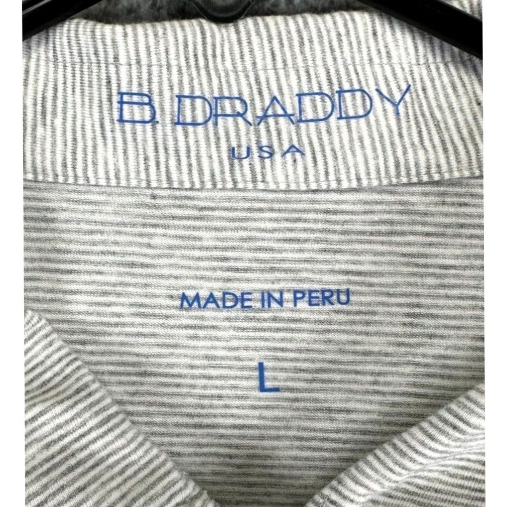 Vintage B. Draddy Shirt Polo Mens Large Grey Striped Pima Cotton Golf Rugby breathable Lightweight Short Sleeve Shirt Mens Size US L / EU 52-54 / 3 - 3 Thumbnail