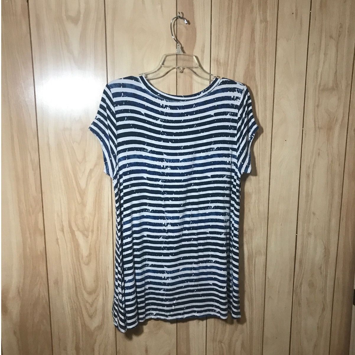 Other Cupio White & Blue Striped Scoop Neck Short Sleeve Top XL Size XL / US 12-14 / IT 48-50 - 2 Thumbnail