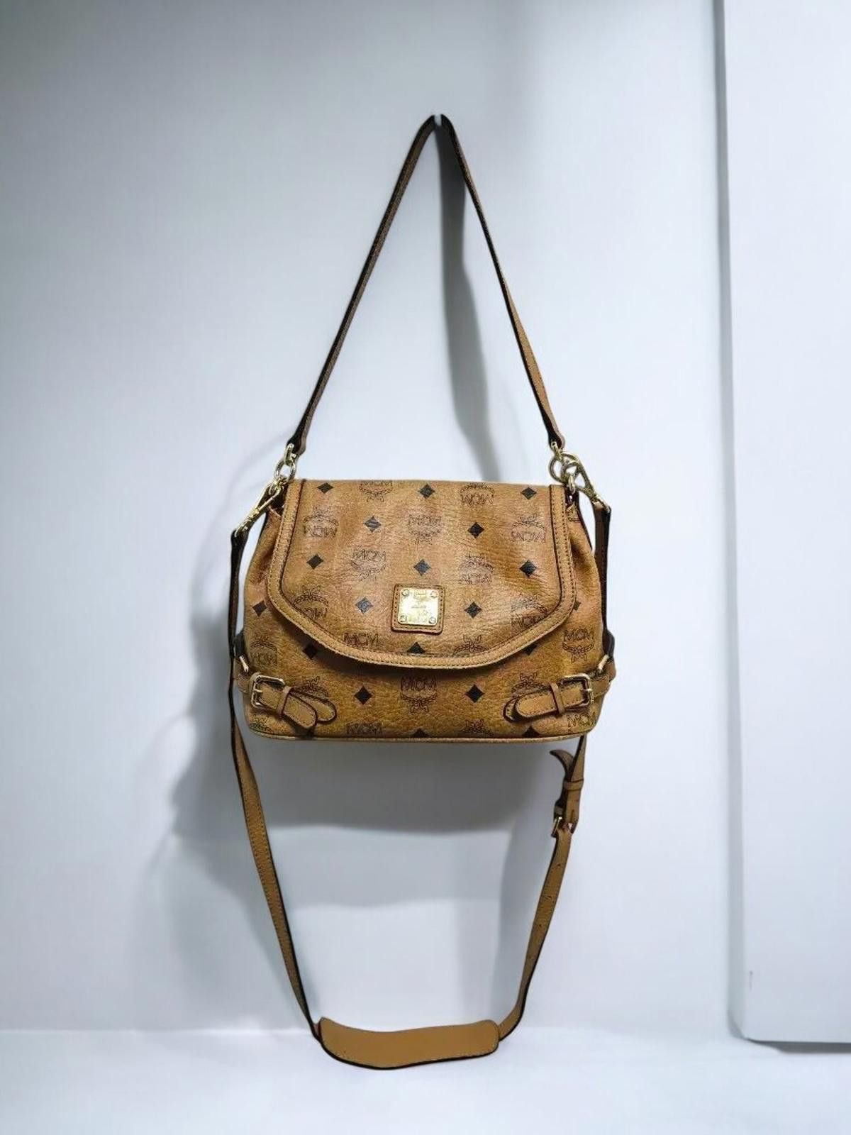 MCM MCM - Cognac Monogram Leather Shoulder Bag Size ONE SIZE - 1 Thumbnail
