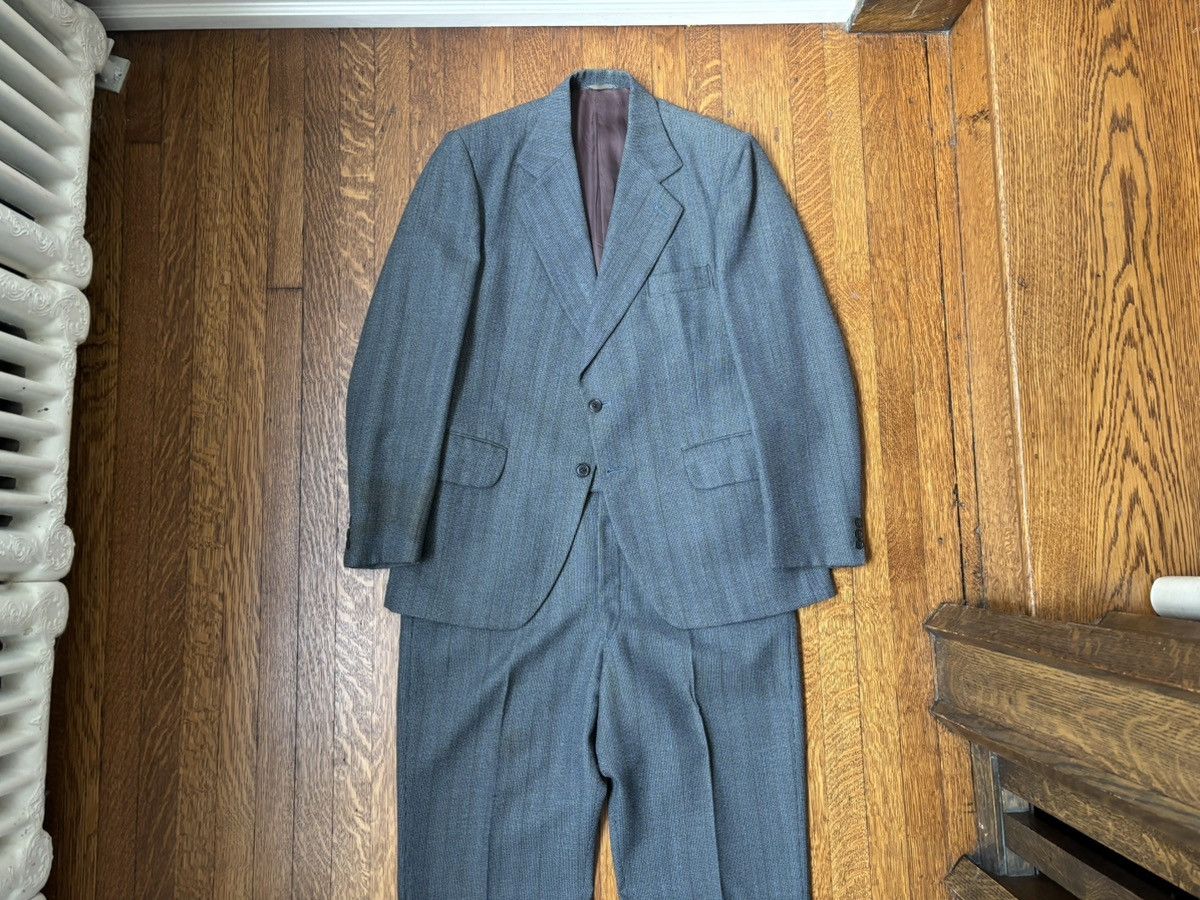 Vintage 1970s Trevira Suit Vintage 2-Piece Suit 1960s Wool Dress Pan Size 36R - 19 Thumbnail