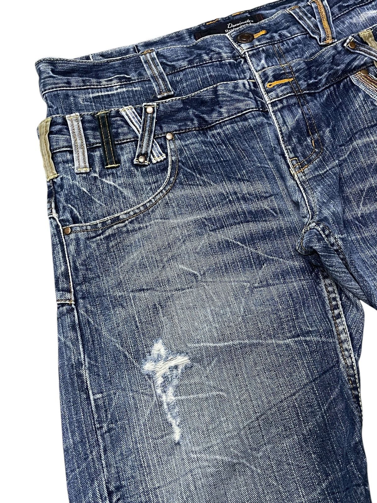 5351 POUR LES HOMMES × Japanese Brand × Tornado Mart DOMINATE Double Waist Spiral Honeycomb Wash Jeans Size US 34 / EU 50 - 9 Thumbnail
