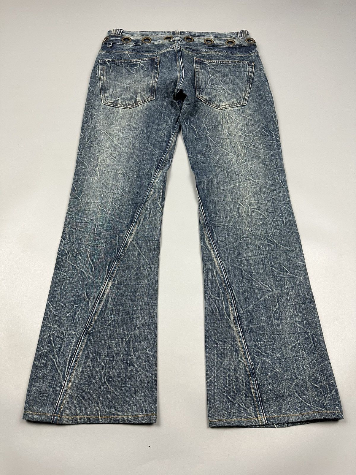 14th Addiction × If Six Was Nine 🔥Sick🔥Distressed Whiskered Double Waist Flared Jeans Size US 31 - 4 Thumbnail