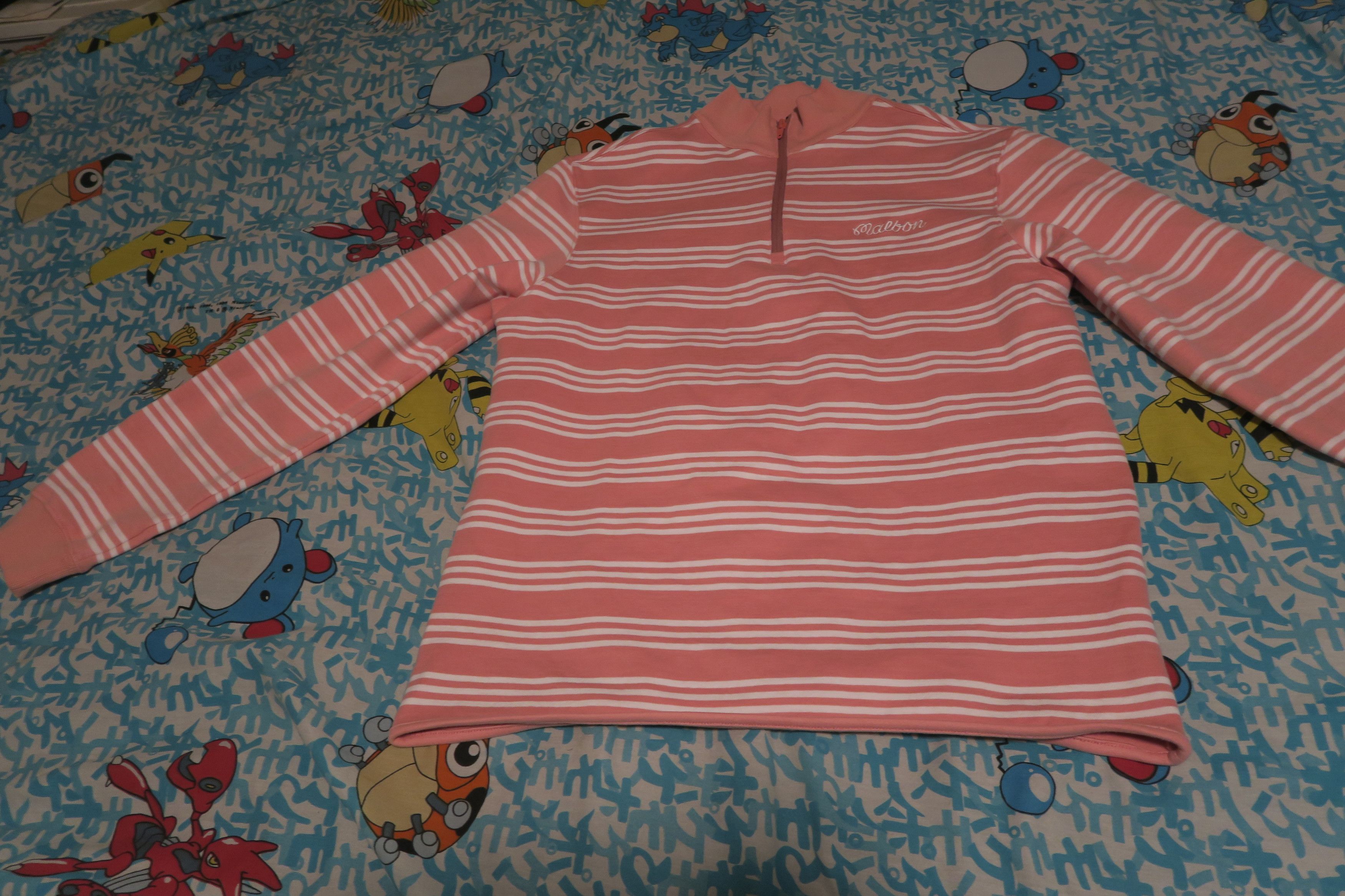 Malbon Malbon Golf Bon Striped 1/4 Zip Pullover Coral Pink Size US L / EU 52-54 / 3 - 1 Thumbnail