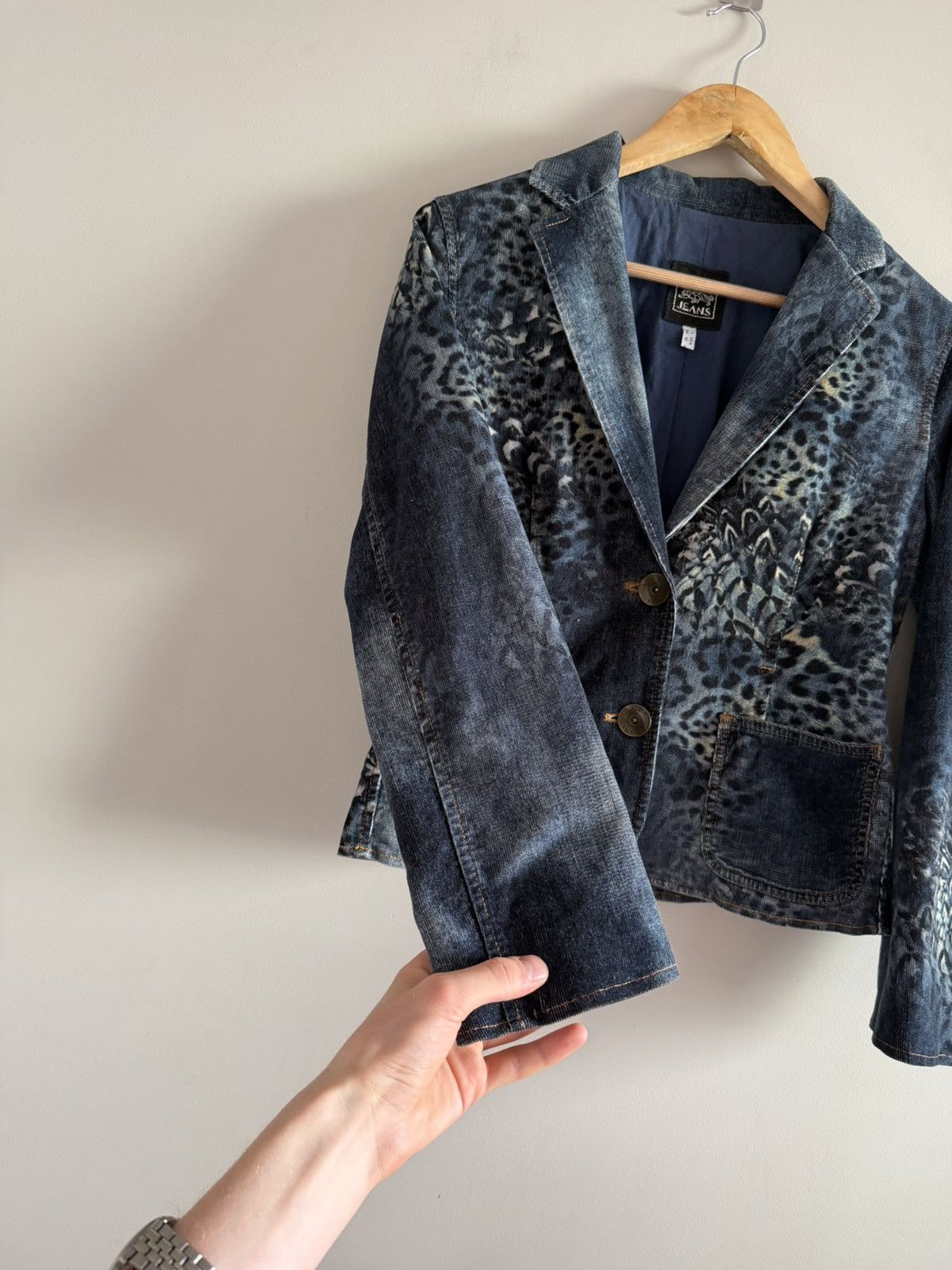 Vintage Leopard Print Corduroy Blazer Size S / US 4 / IT 40 - 3 Thumbnail