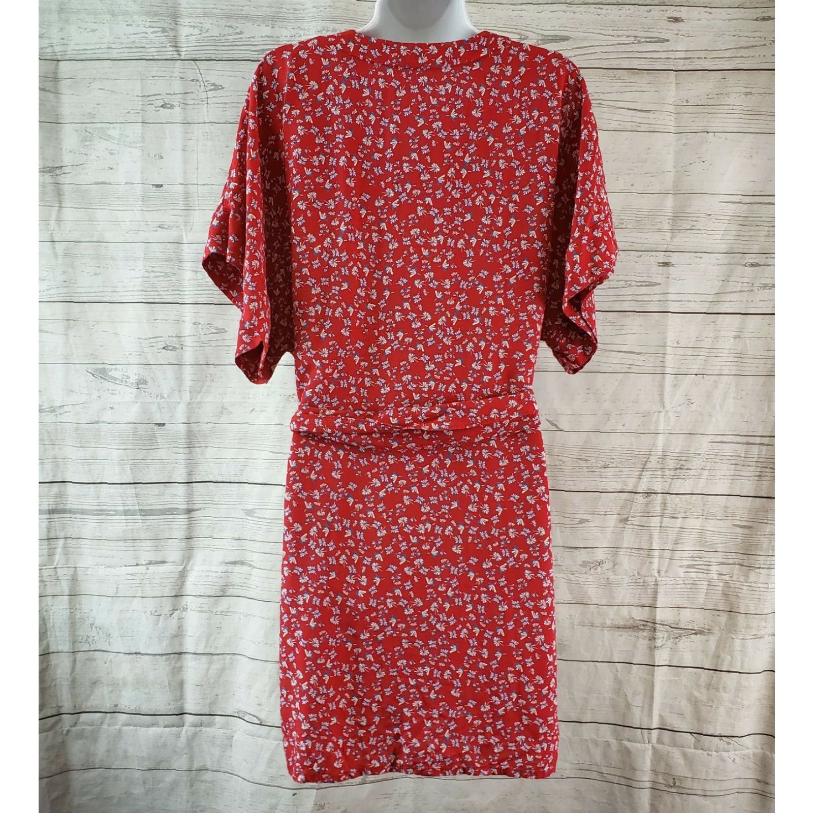 Vintage Antoine & Lili Womens Dress Printed Floral Belted Short Sleeve Pullover Red Blue Size 12 3 US Size XL / US 12-14 / IT 48-50 - 4 Thumbnail