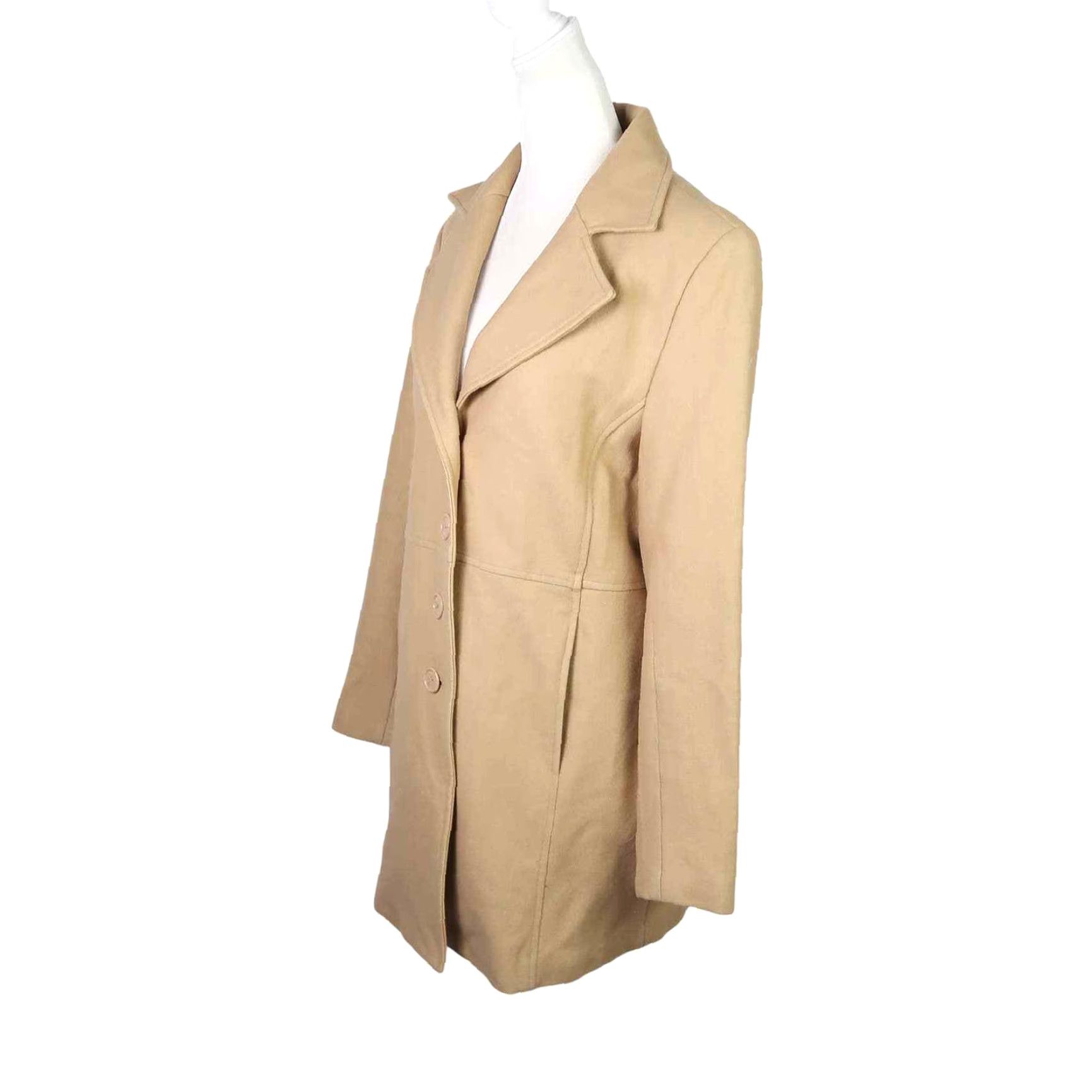 Vintage VINTAGE Beau Monde 90s tan wool blend mid-length jacket Womens M Size M / US 6-8 / IT 42-44 - 4 Thumbnail