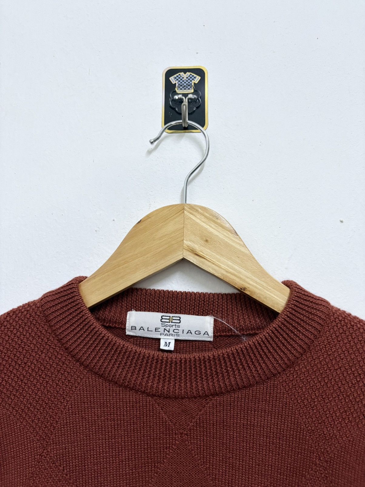 Balenciaga Vintage 90's Balenciaga Sports Maroon " BB " Knitwear Size US M / EU 48-50 / 2 - 8 Thumbnail