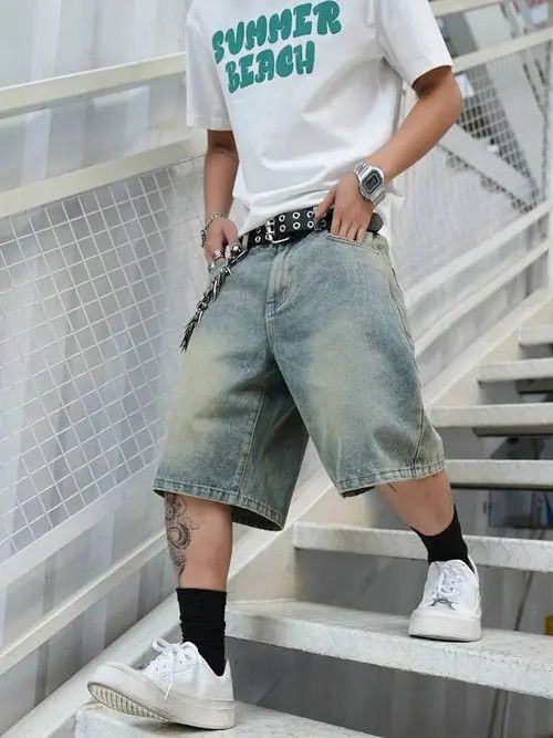 Japanese Brand × Vintage DRIP jeans jorts Y2K RETRO shorts Size US 32 / EU 48 - 3 Thumbnail