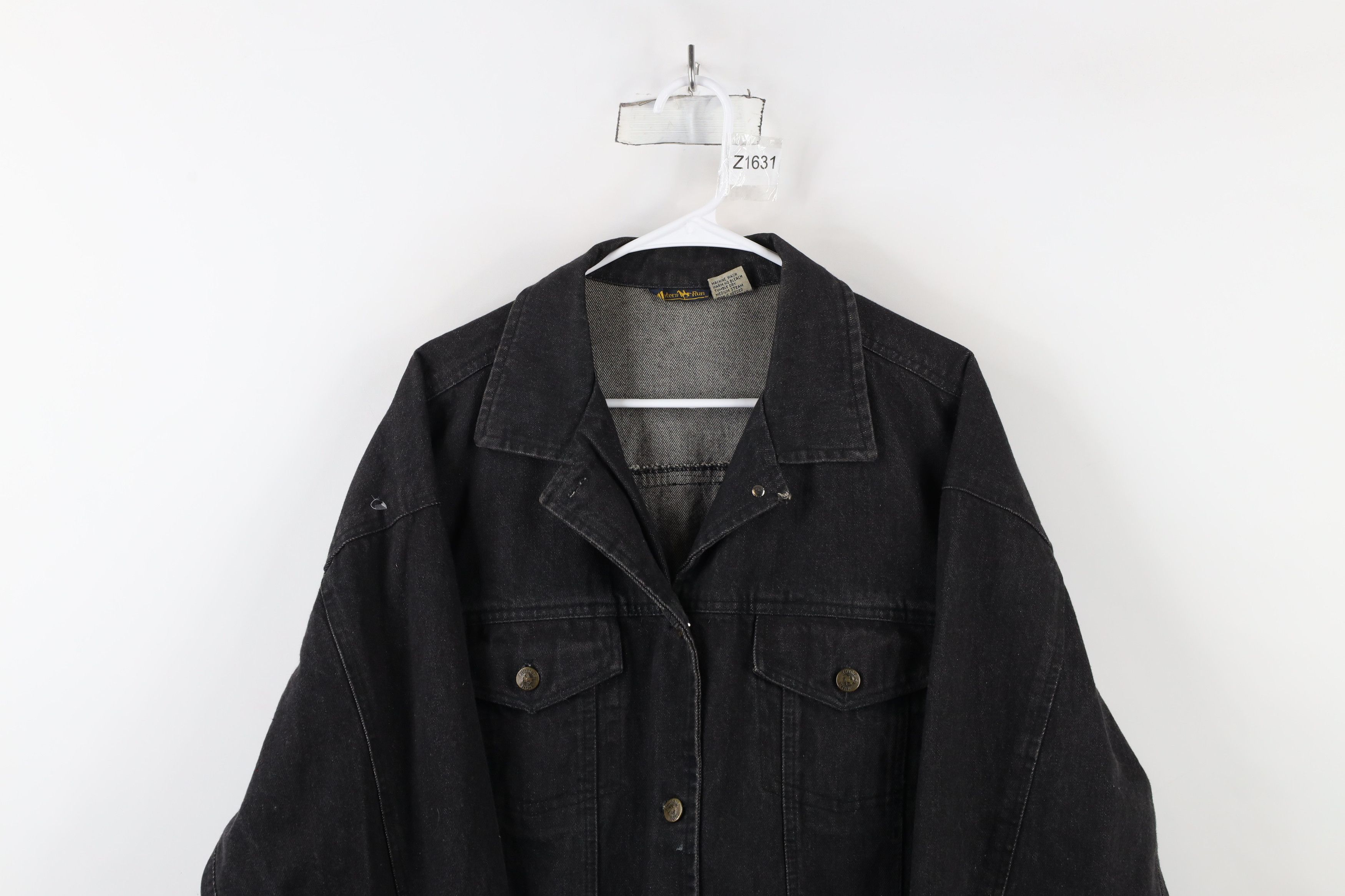 Vintage Vintage 90s Streetwear Baggy Denim Jean Trucker Jacket Black Size XL / US 12-14 / IT 48-50 - 2 Thumbnail