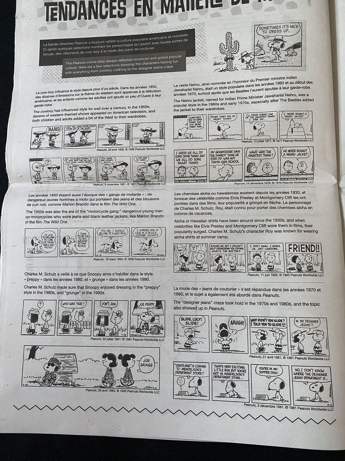 Peanuts Peanuts 75th anniversary French newspaper rare item Size ONE SIZE - 3 Thumbnail