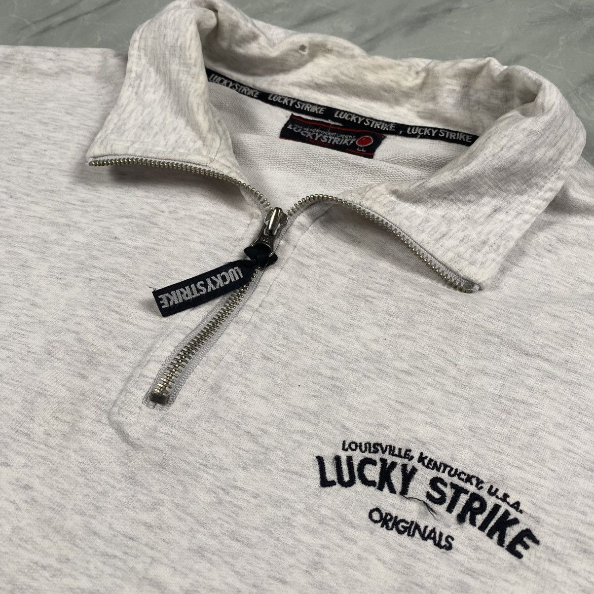 Lucky Brand Vintage 90s Lucky Strike Tobacco Quarter Zipper Size US XL / EU 56 / 4 - 3 Thumbnail